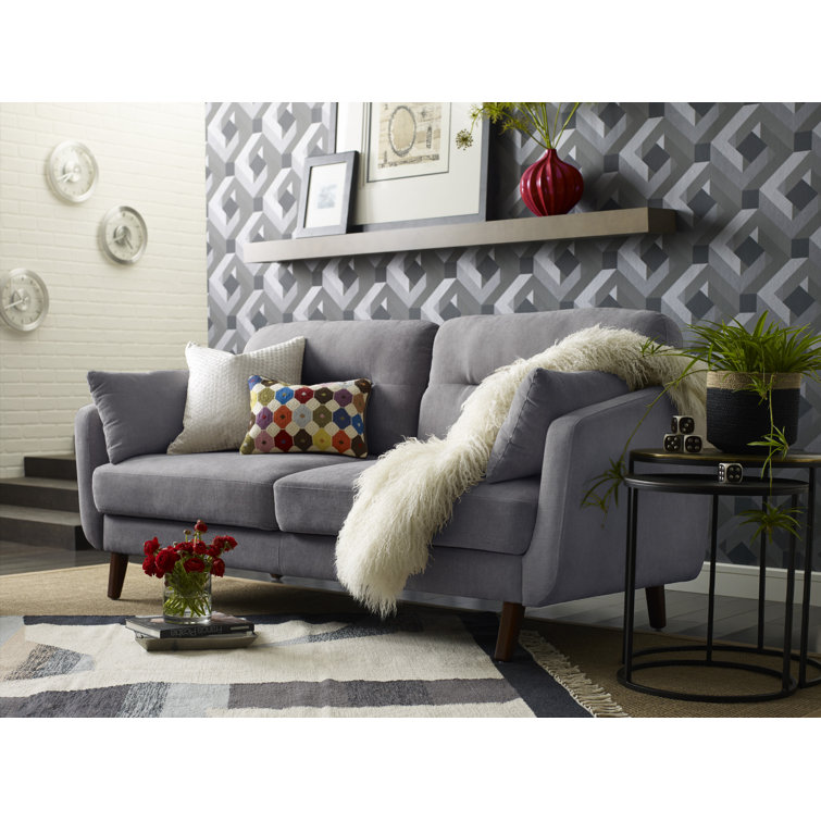Chloe 74" Dark Gray Microfiber Tufted Sofa with Square Arms