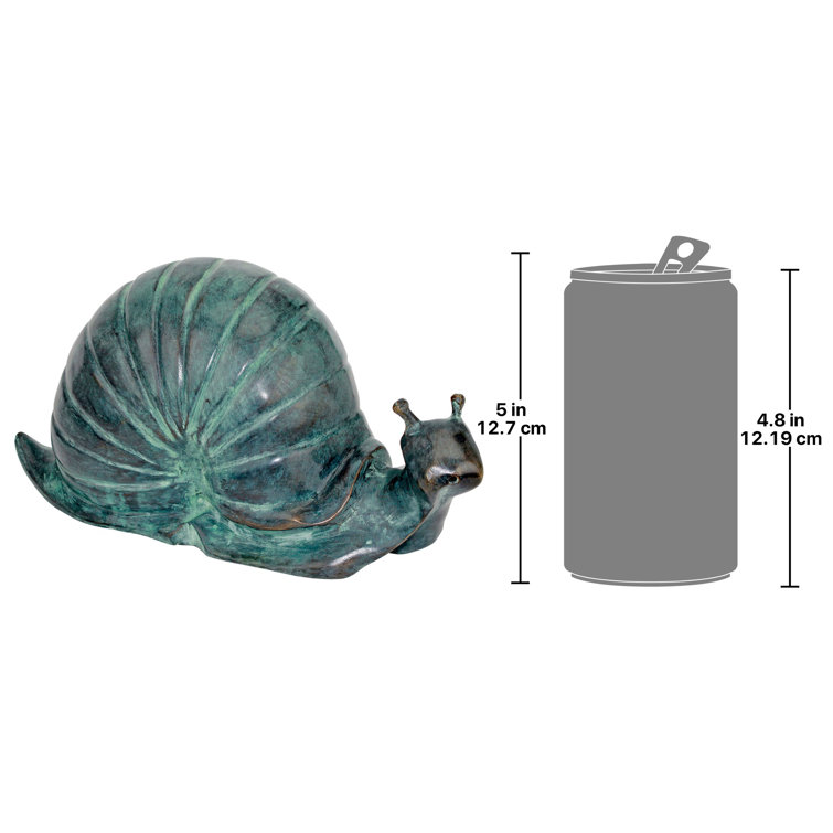 Large Bronze Snail Garden Statue with Emerald Patina