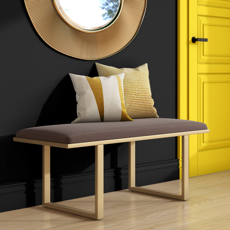 Chic Chocolate Brown Velvet Upholstered Bedroom Bench