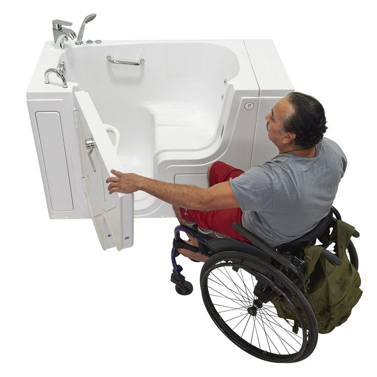 Wheelchair Accessible 26" x 52" White Acrylic Walk-In Bathtub