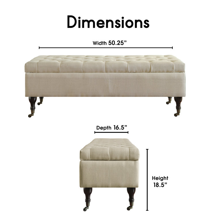 Buttercream Tufted Upholstered Storage Bench with Wood Legs