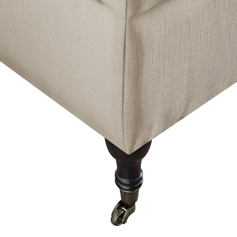 Buttercream Tufted Upholstered Storage Bench with Wood Legs