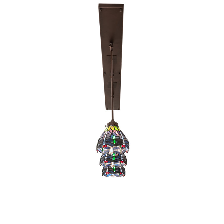 Mahogany Bronze 56" Tiffany Dragonfly 3-Light LED Island Pendant
