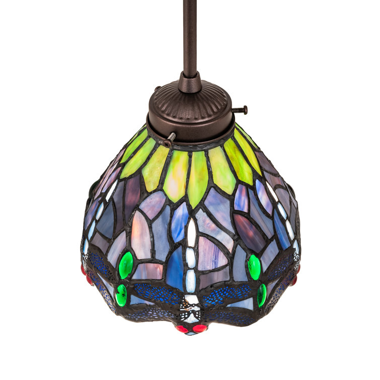 Mahogany Bronze 56" Tiffany Dragonfly 3-Light LED Island Pendant