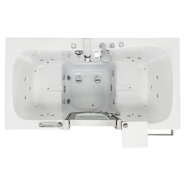 Ella 60" White Acrylic Two Seat Walk-In Bathtub with Hydro Massage