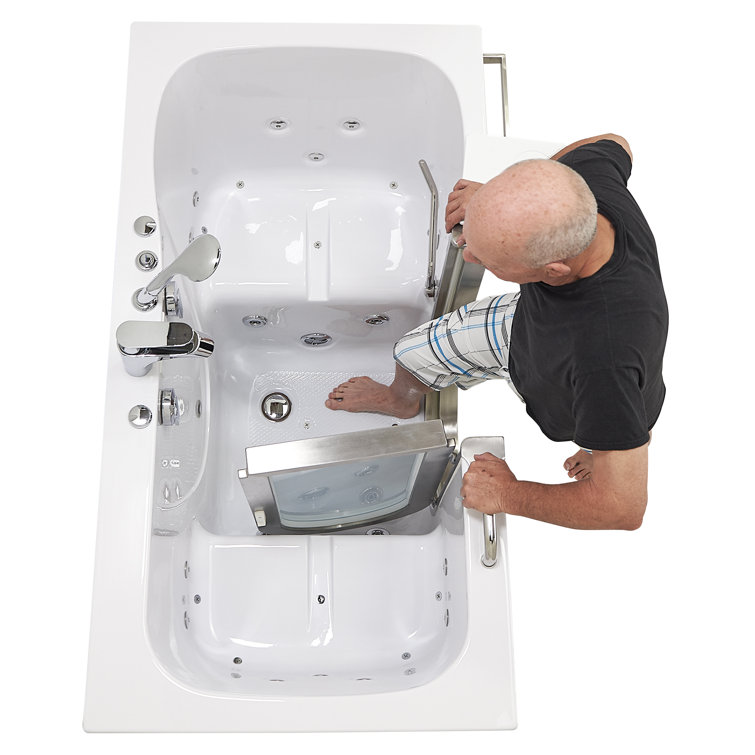 Ella 60" White Acrylic Two Seat Walk-In Bathtub with Hydro Massage