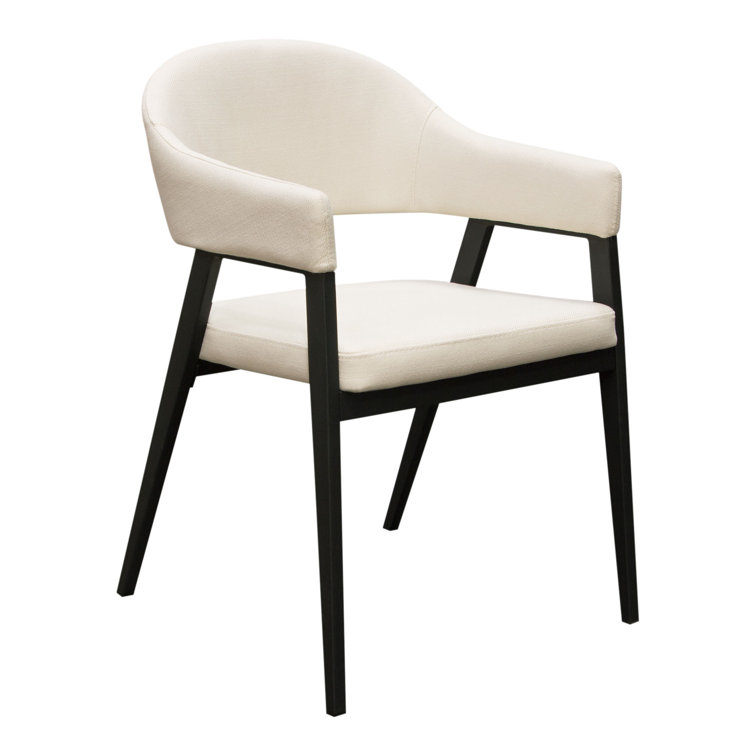 Adele Cream Polyester Upholstered Arm Chair with Black Metal Frame