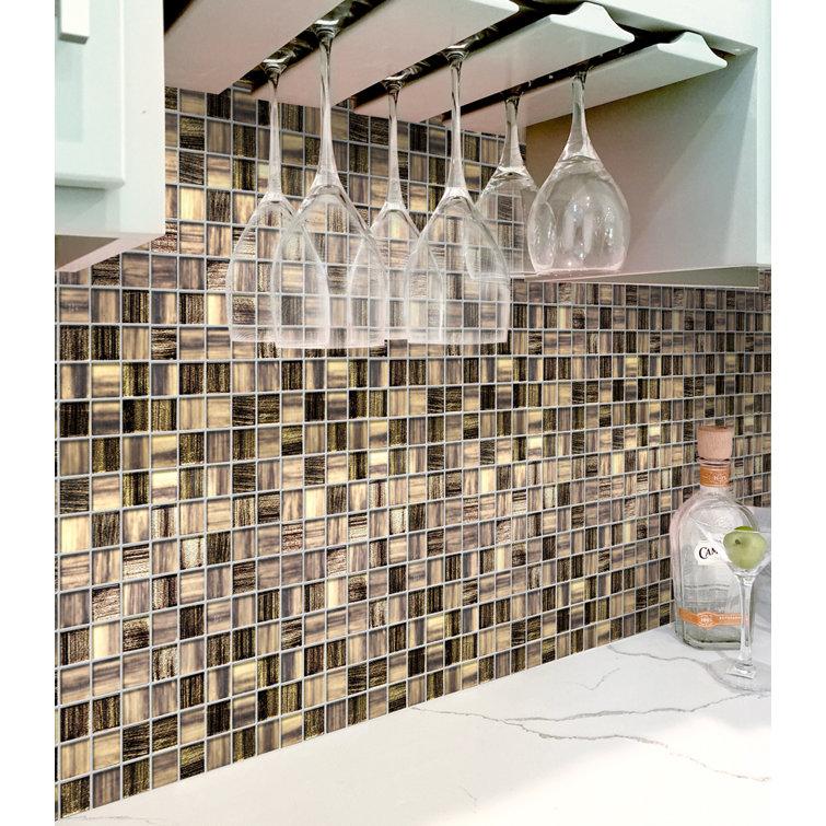 Apollo 11.3" Brown Polished and Matte Glass Mosaic Tile
