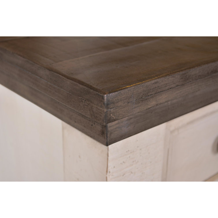 Rustic French Coastal 6-Drawer Double Dresser in Distressed White & Brown