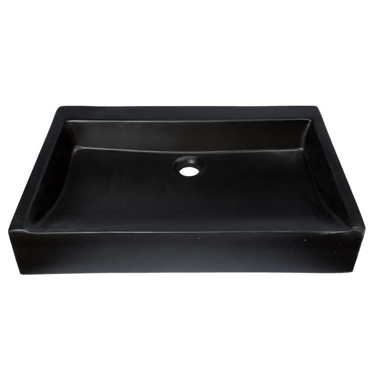 Eden Black Concrete Rectangular Undermount Bathroom Sink