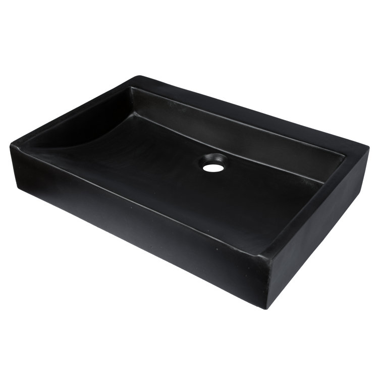 Eden Black Concrete Rectangular Undermount Bathroom Sink