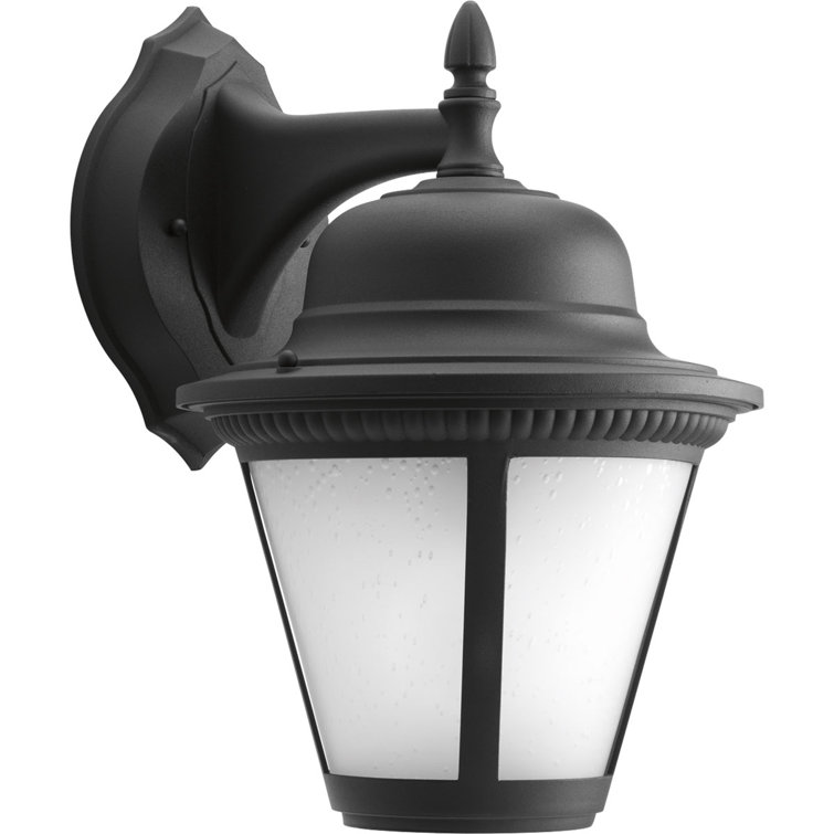 Westport Black LED Outdoor Wall Lantern with Seeded Glass