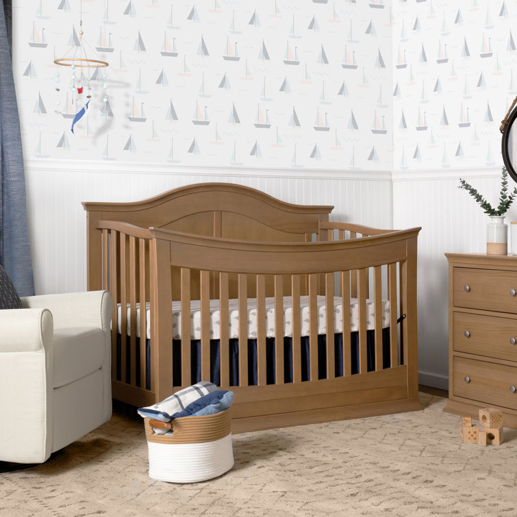 Hazelnut Solid Pine Wood 4-in-1 Convertible Crib