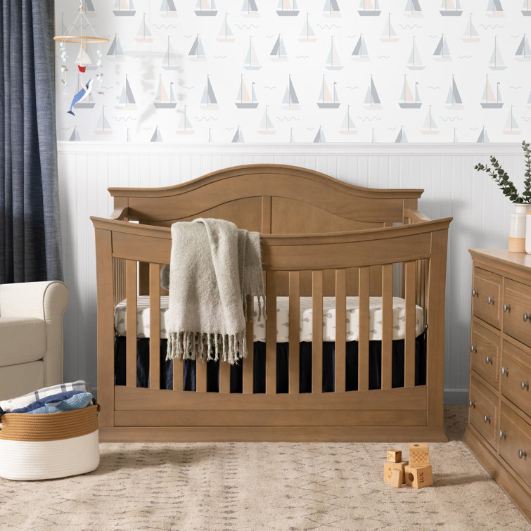 Hazelnut Solid Pine Wood 4-in-1 Convertible Crib