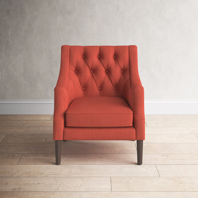 Elle Spice Tufted High-Curved Accent Chair with Dark Coffee Legs