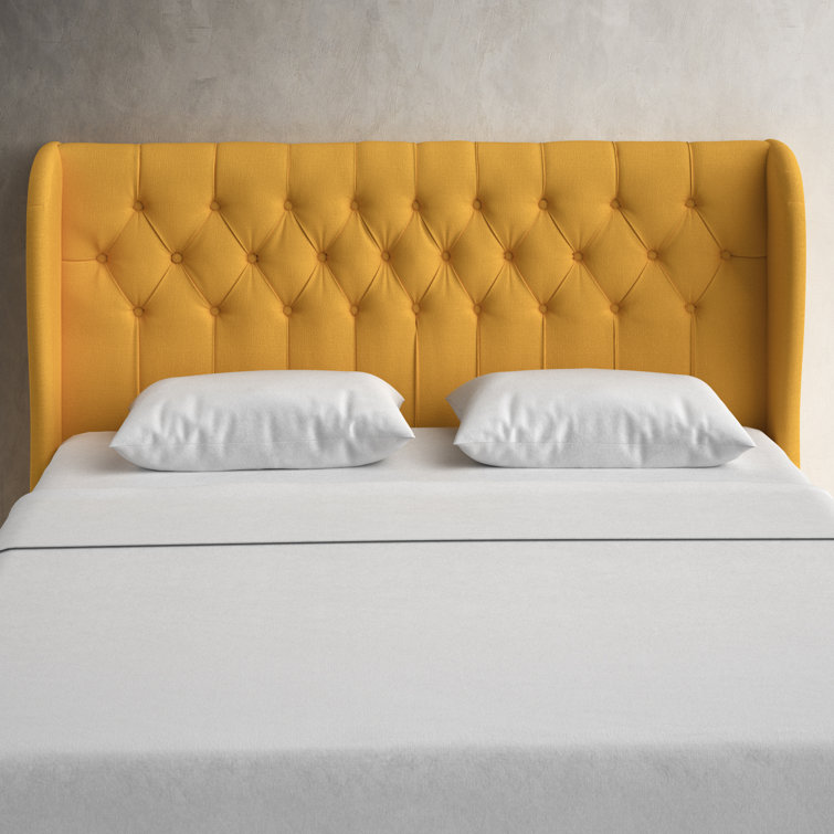 Zuma Natural Textured Linen Tufted California King Upholstered Headboard