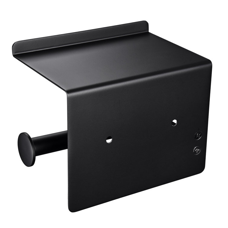 Matte Black Stainless Steel Wall Mounted Toilet Paper Holder with Shelf