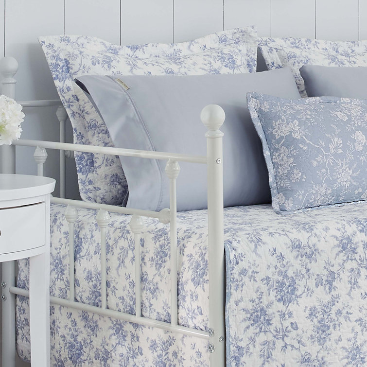 Blue Floral Cotton Reversible Daybed Cover Set