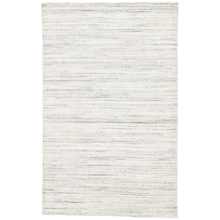 Madras Heathered Gray Hand-Loomed Wool Rectangular Rug 5' x 8'