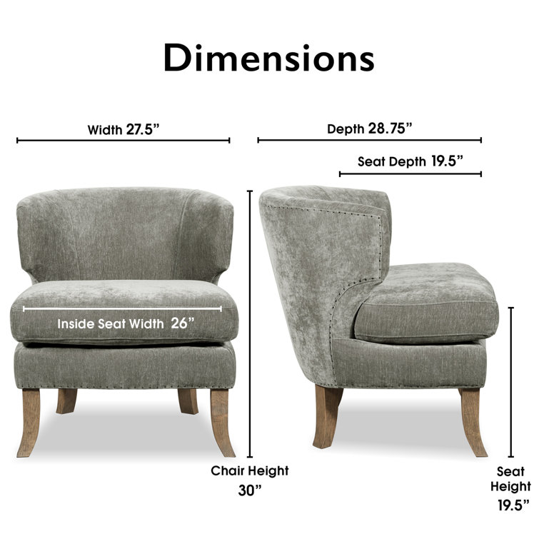 Smoke Gray Velvet Barrel Accent Chair with Manufactured Wood Legs