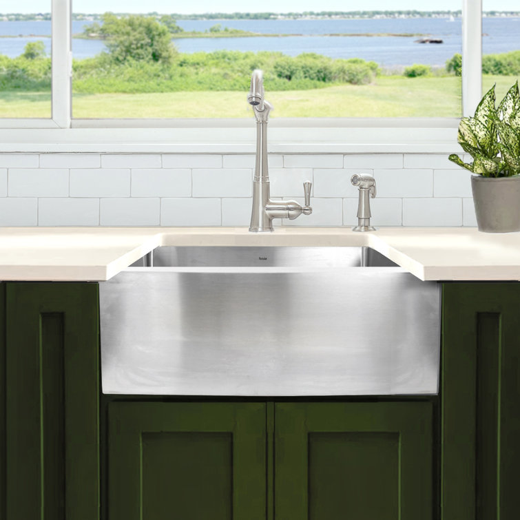 24'' Satin Stainless Steel Farmhouse Apron Front Kitchen Sink