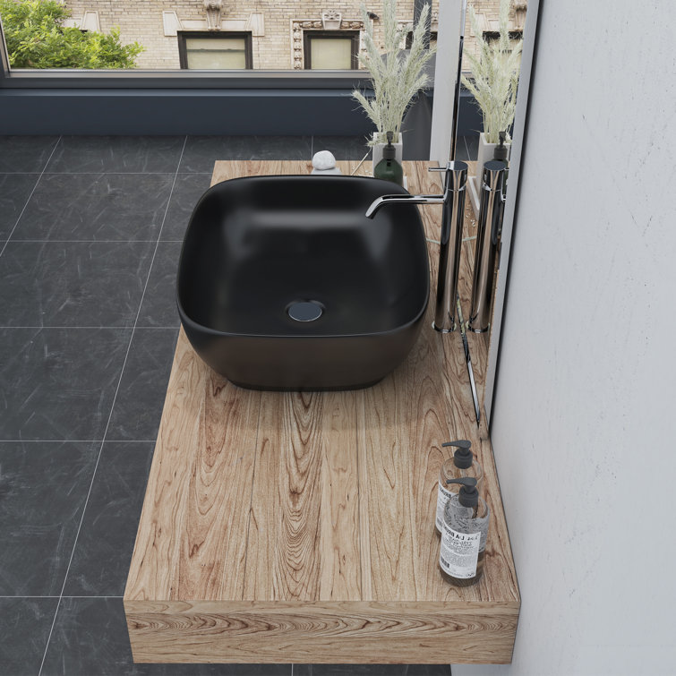 Altair 20'' Black Ceramic Oval Bathroom Vessel Sink