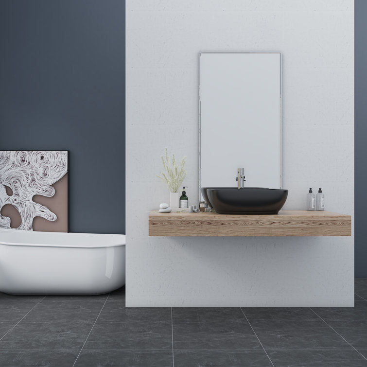 Altair 20'' Black Ceramic Oval Bathroom Vessel Sink
