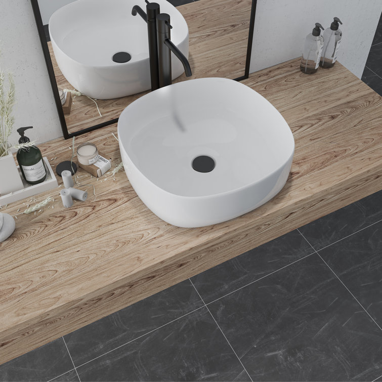 Altair 16.7'' White Ceramic Square Bathroom Sink