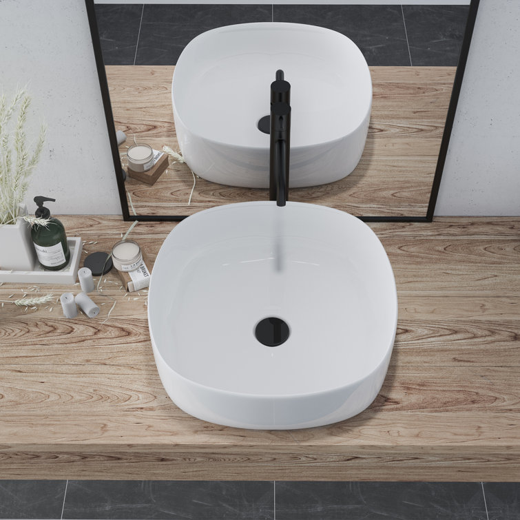 Altair 16.7'' White Ceramic Square Bathroom Sink