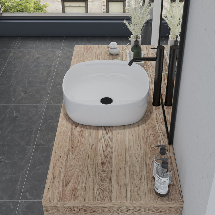 Altair 16.7'' White Ceramic Square Bathroom Sink