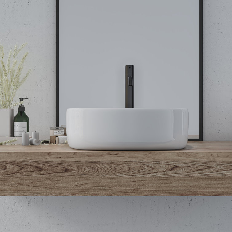 Altair 16.7'' White Ceramic Square Bathroom Sink