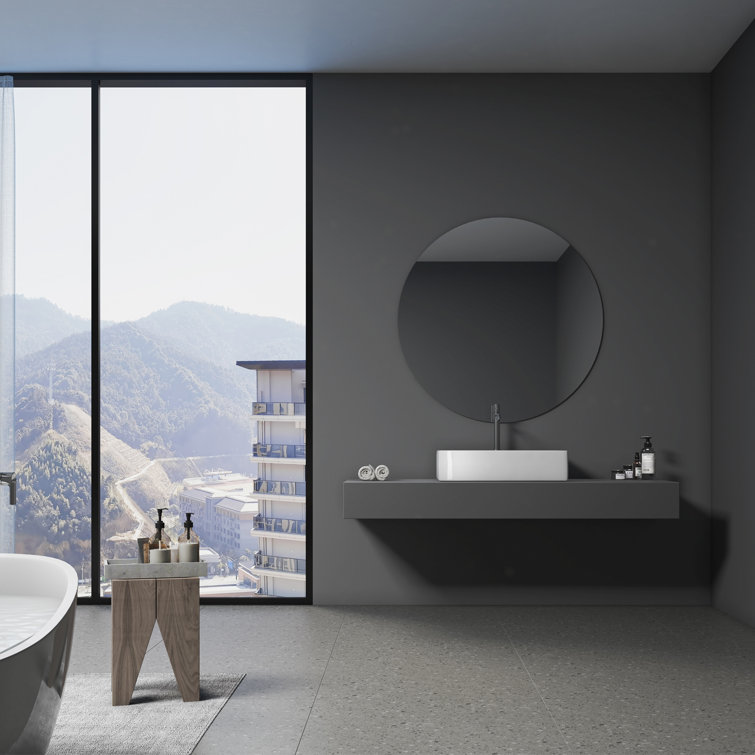 Altair 24'' White Ceramic Rectangular Bathroom Sink with Overflow