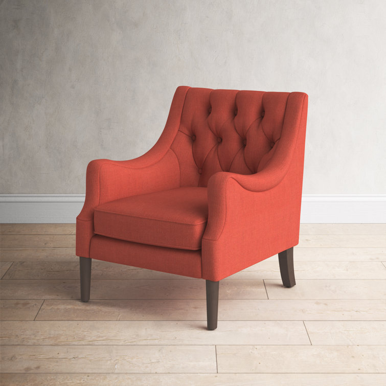 Elle Spice Tufted High-Curved Accent Chair with Dark Coffee Legs