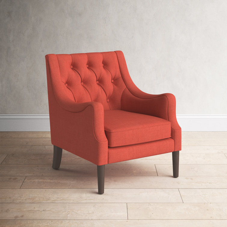 Elle Spice Tufted High-Curved Accent Chair with Dark Coffee Legs
