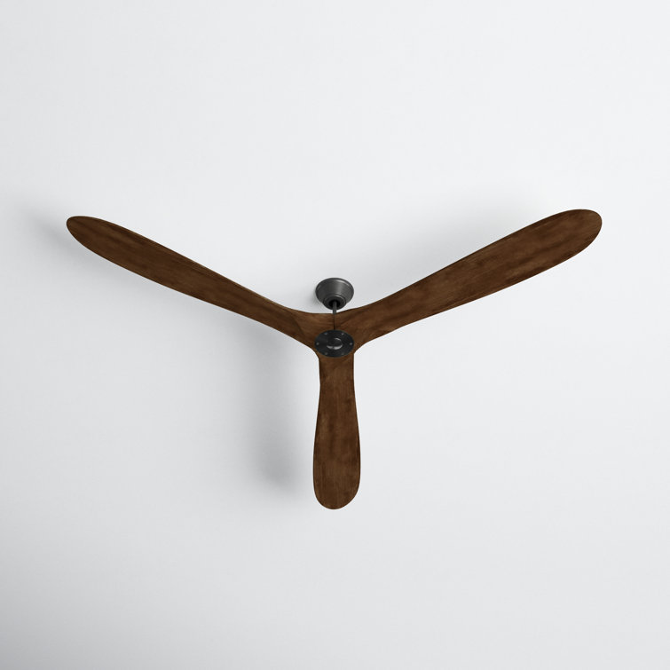 Matte Black and Dark Walnut 52" Solid Wood Ceiling Fan with Remote
