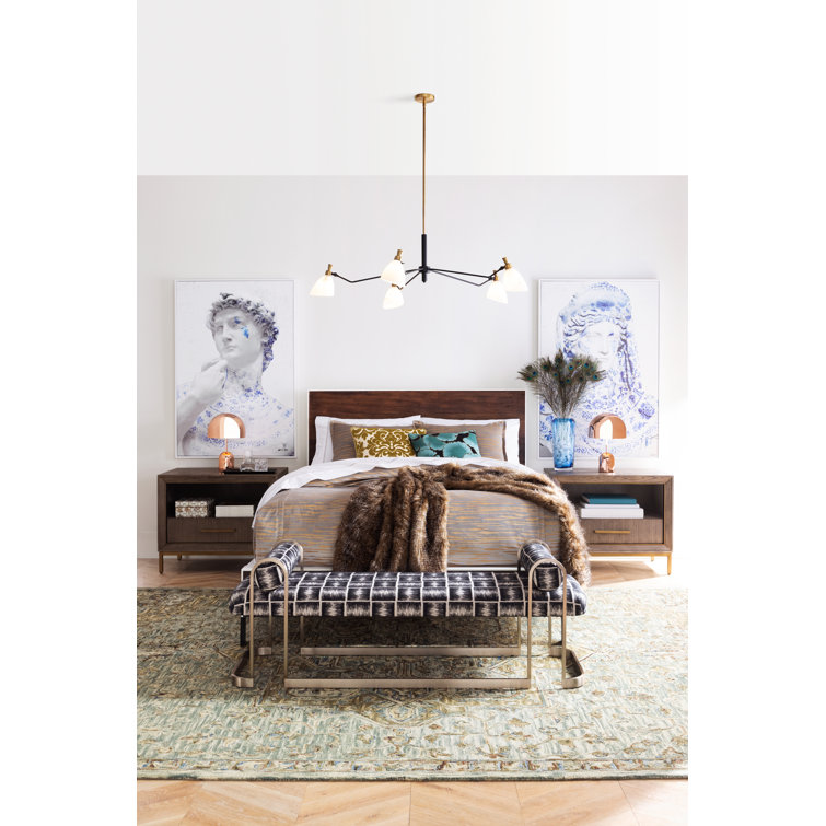 Kendall 34" Satin Gold Oak Nightstand with Drawer