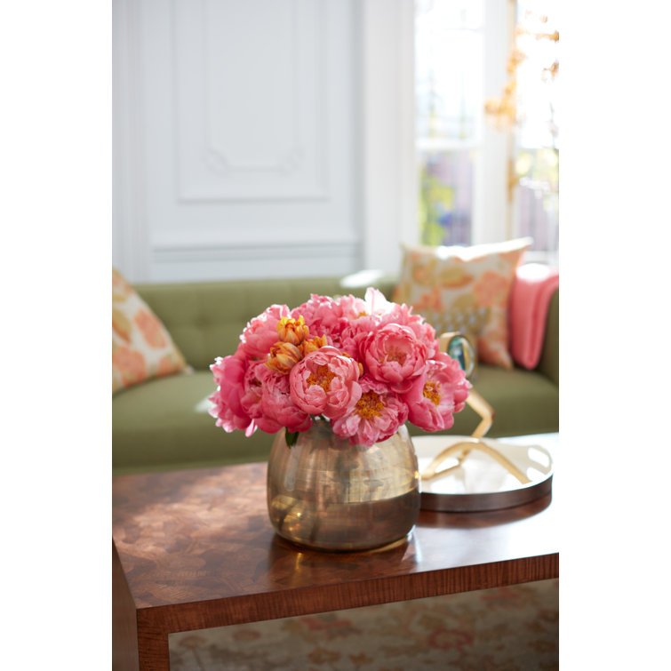 Gold Iridescent Glass Grid Table Vase, 12"