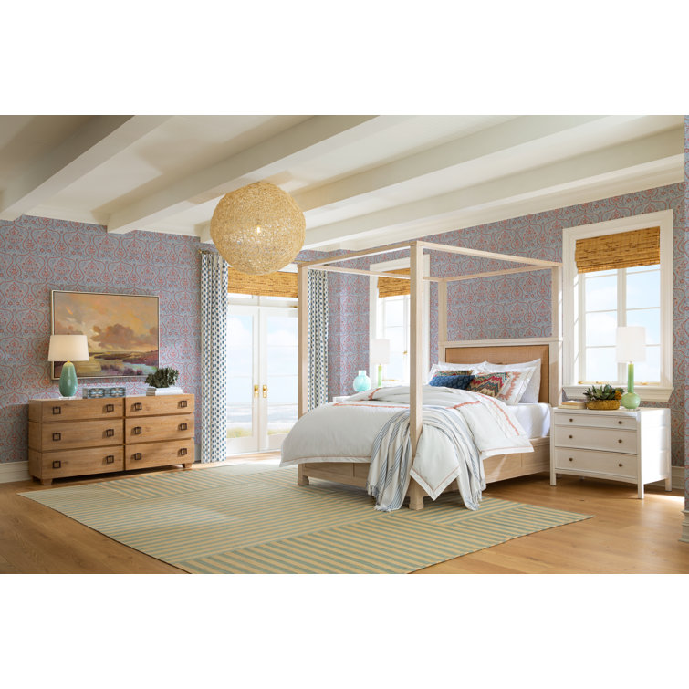 Sky Blue and White Wool Stripe 6' x 9' Area Rug