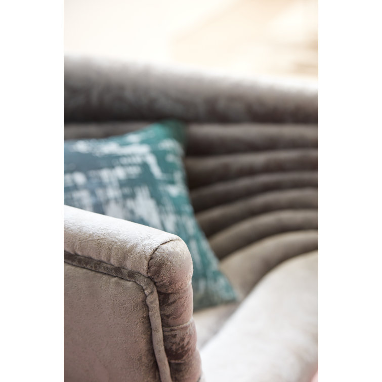 Contemporary Gray Velvet Barrel Accent Chair with Metal Legs