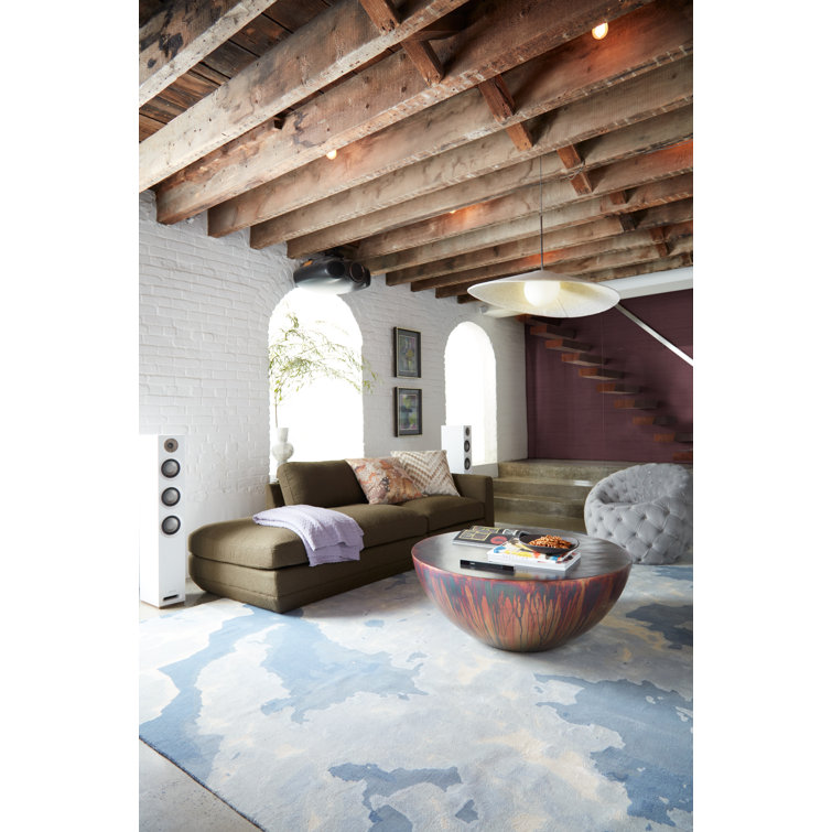 Round Brown Wood Drum Coffee Table