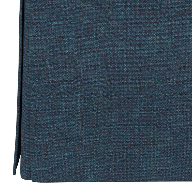 Navy Blue Square Upholstered Storage Ottoman with Skirt