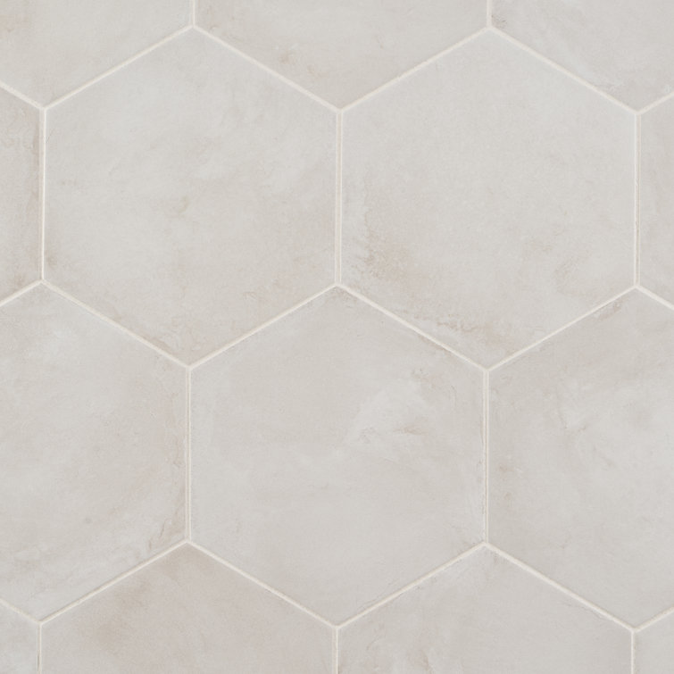 Bianco Matte Hexagonal Porcelain Floor and Wall Tile 8.5 x 9.84 Inch