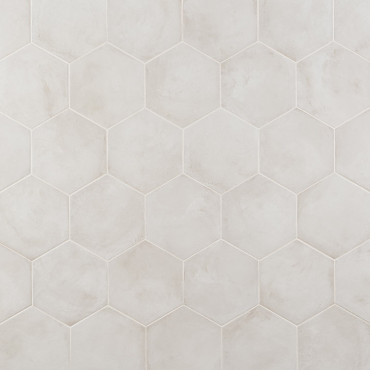 Bianco Matte Hexagonal Porcelain Floor and Wall Tile 8.5 x 9.84 Inch