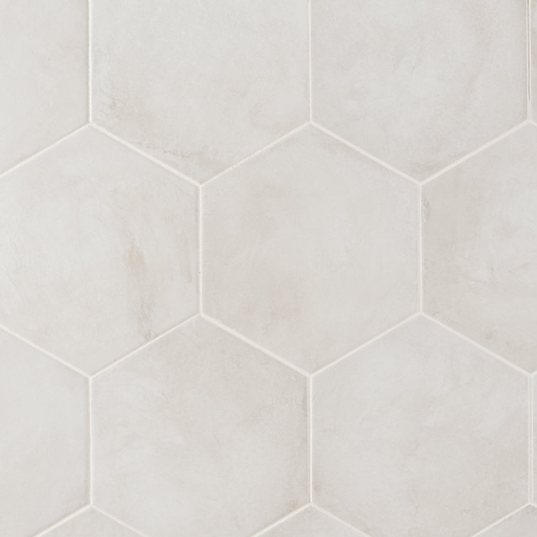 Bianco Matte Hexagonal Porcelain Floor and Wall Tile 8.5 x 9.84 Inch