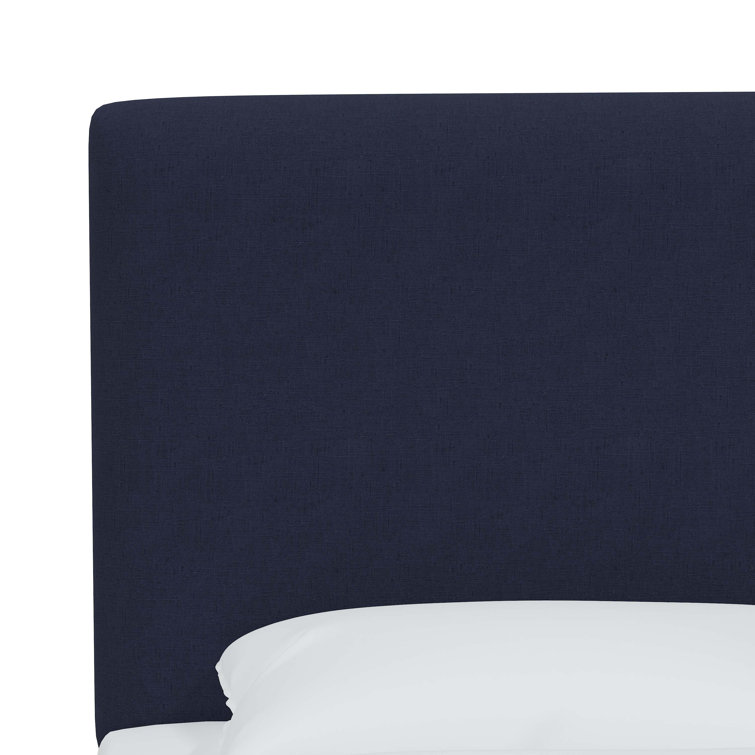 Classic Black Linen Upholstered Queen Headboard with Solid Wood Frame
