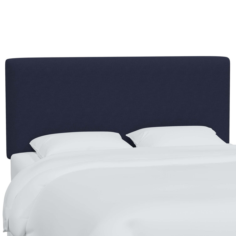 California King Navy Linen Upholstered Headboard with Storage
