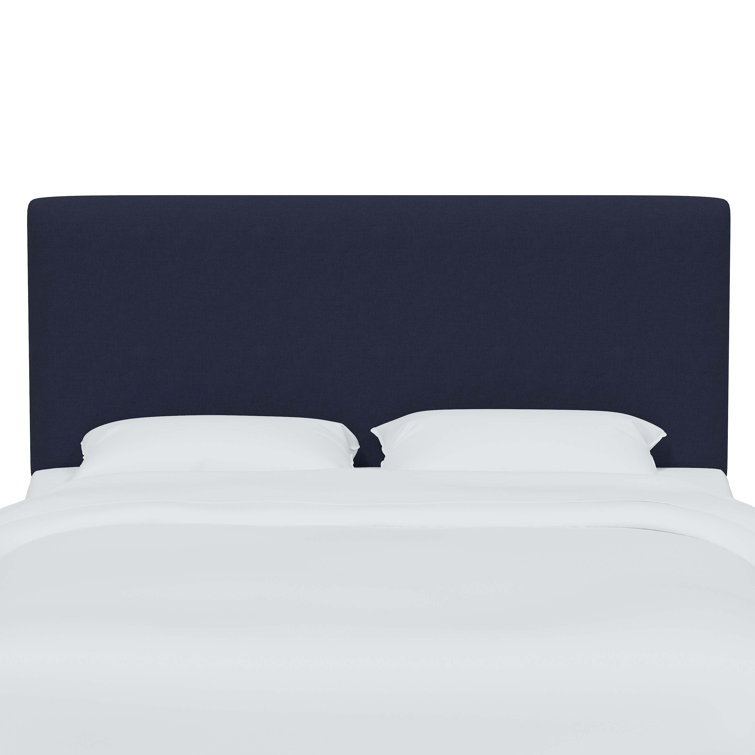 California King Navy Linen Upholstered Headboard with Storage