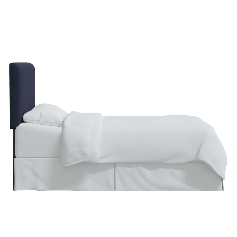 Classic Black Linen Upholstered Queen Headboard with Solid Wood Frame