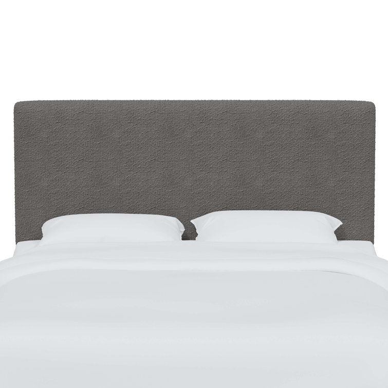 Classic Black Linen Upholstered Queen Headboard with Solid Wood Frame