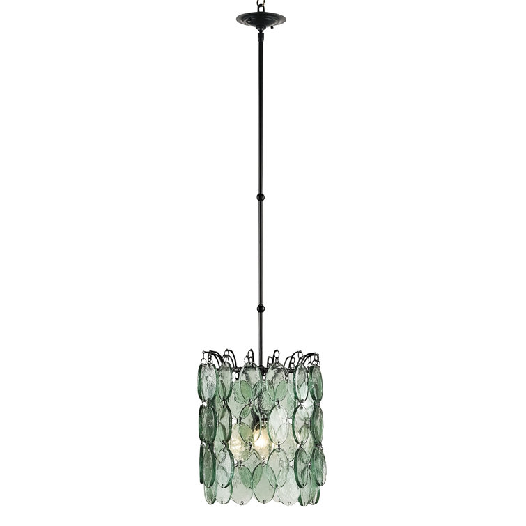 Satin Black and Recycled Glass 1-Light Pendant